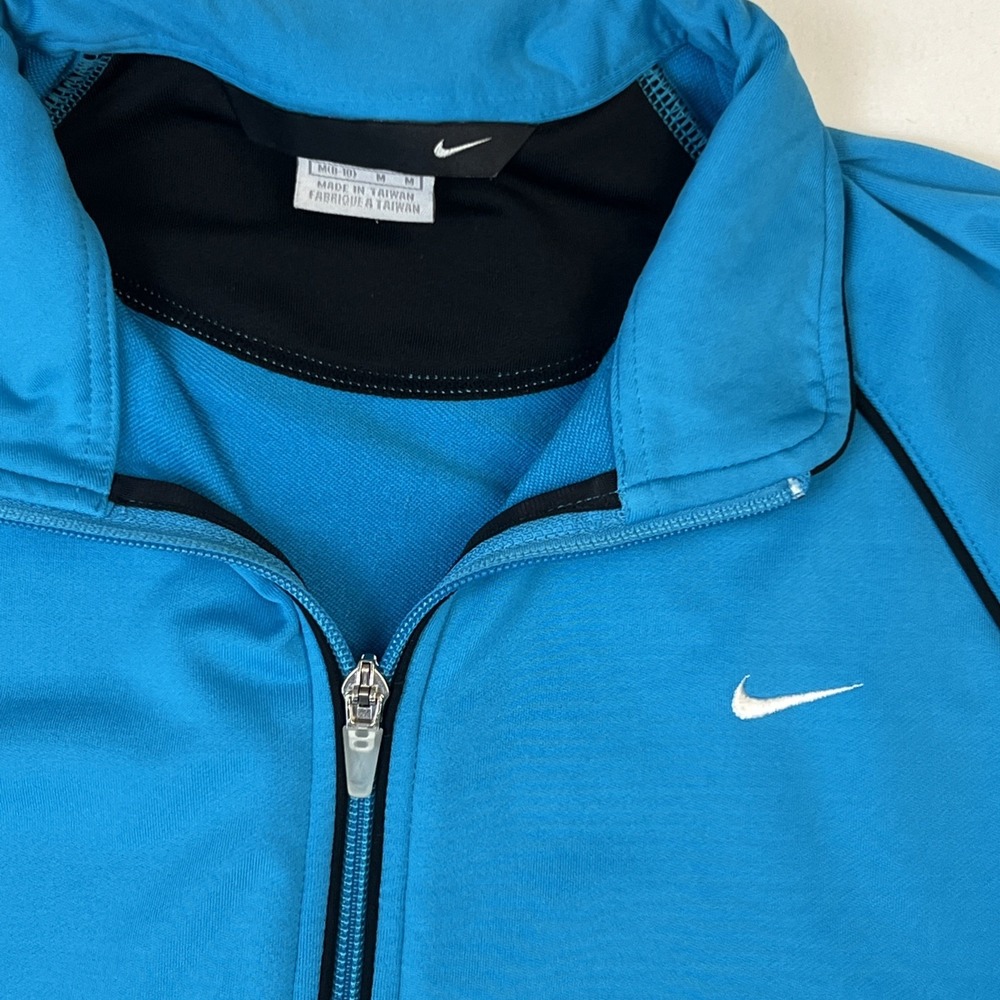 Nike Womens Track Jacket Cyan Blue Full Zip Raglan Sleeve Mock Neck Medium - Picture 2 of 9